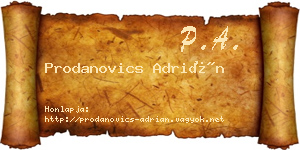 Prodanovics Adrián névjegykártya